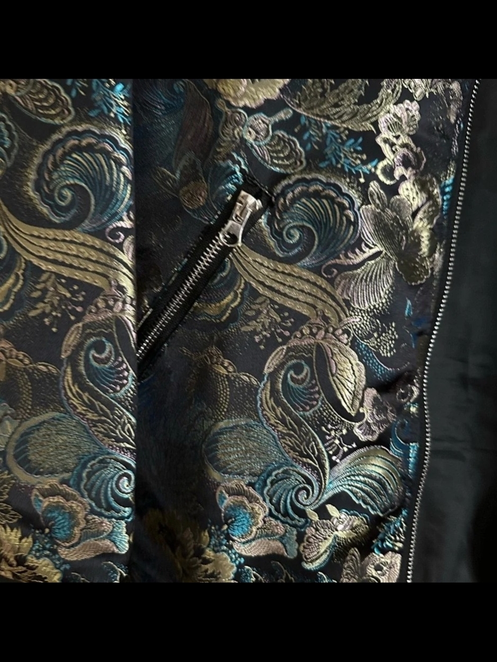 VINTAGE 90s Men's Black Floral Bomber Jacket - Picture 4 of 4